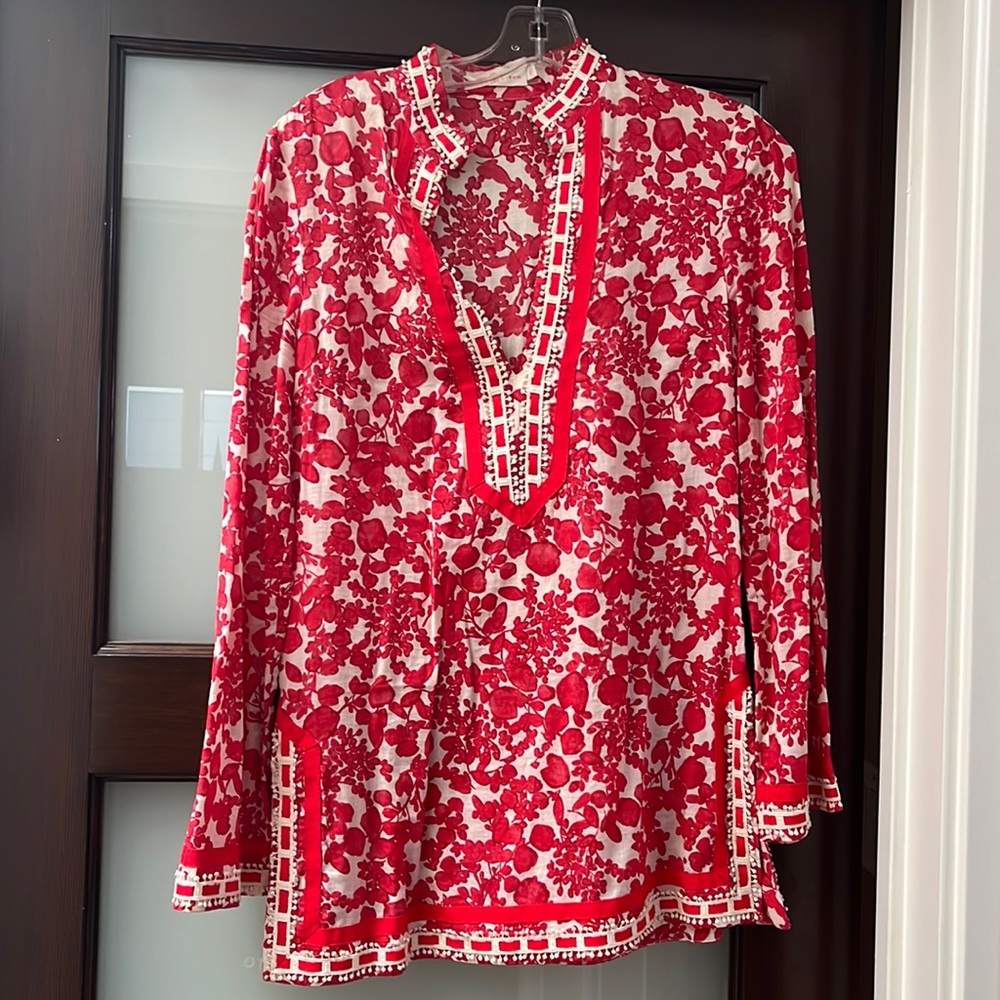Tory Burch Red and Off white tunic size 2